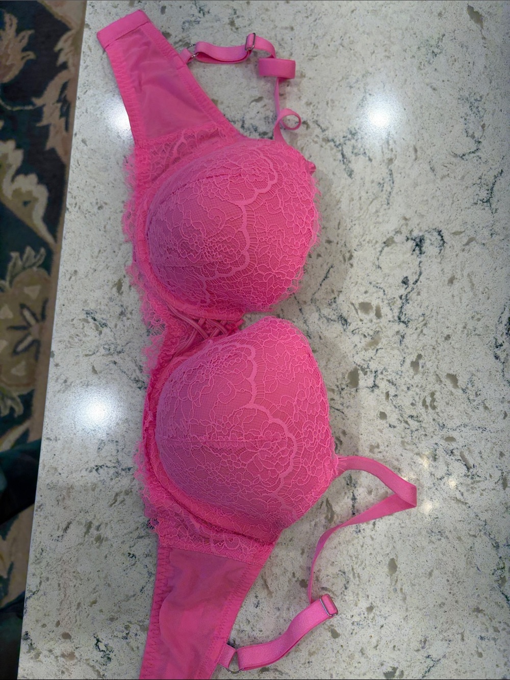 PINK Victoria's Secret Hot Pink Lace underwire Bra